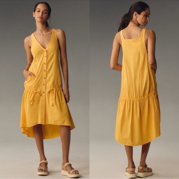 Anthropologie Dresses & Skirts - NWT ANTHROPOLOHIE DAILY PRACTICE Cotton Yellow Midi Dress Sz M